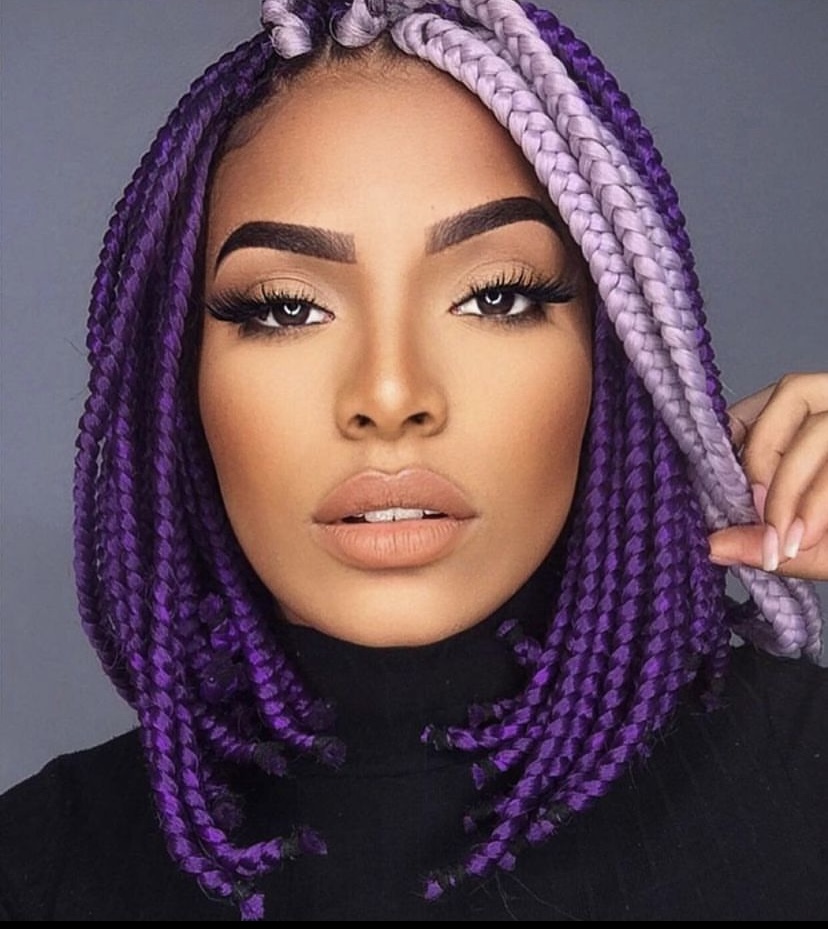 16. Purple Coloured Box Braids